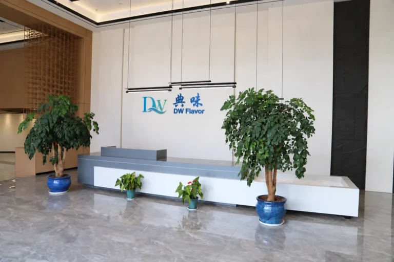 DW Flavor logo at the office reception desk