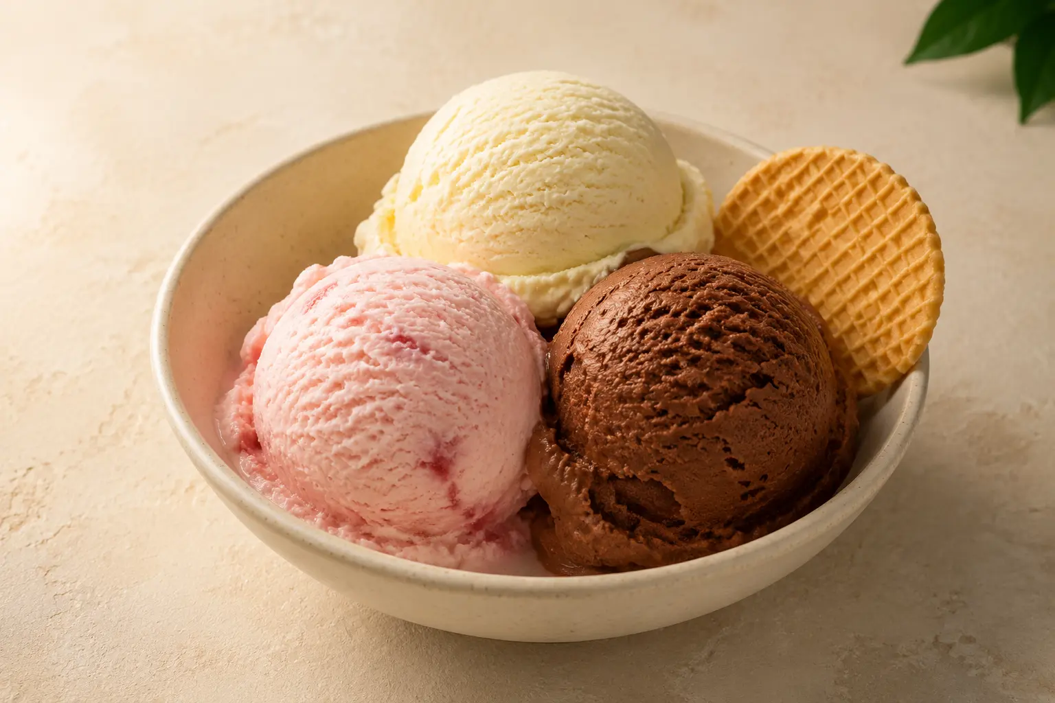 Vanilla, strawberry and chocolate ice cream flavor applications